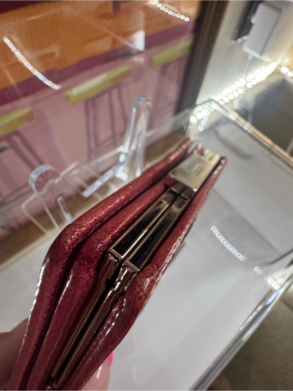 Coach KISS LOCK Signatures Canvas Wallet & Coin Purse with Fuchsia Leather - Picture 10 of 11